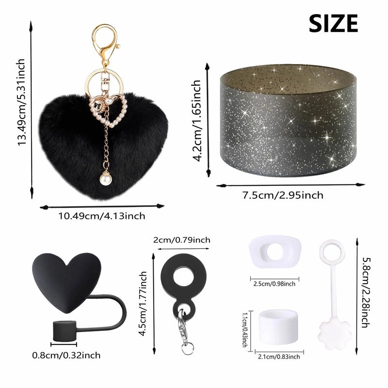 Adorable Red Heart Silicone Straw Caps Set of 7 | Drinkware Accessories