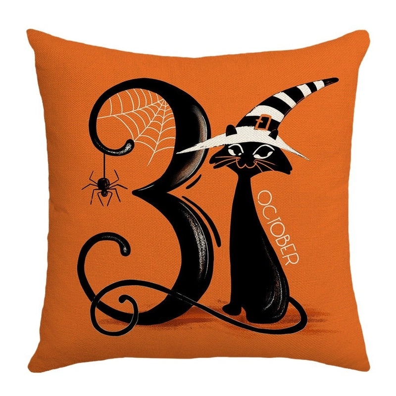 Halloween Minimalist Pumpkin Ghost Linen Pillow Covers for Couch Sofa Decor | Home Decor Pillows