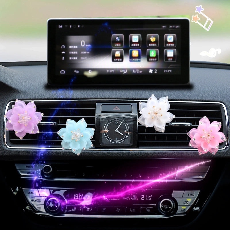 Rhinestone Lotus Flower Car Air Vent Perfume Ornament | Car Fragrance Accessories