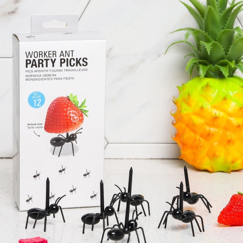 Adorable Solid Color Ant-Shaped Plastic Fruit Forks 1 Set|Kitchen & Dining Accessories