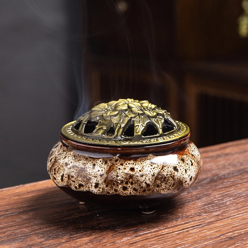 Ceramic Incense Burner Aromatherapy Plate Small Tower Temple Kiln Holder Home Decor|Home Decor & Aromatherapy Accessories