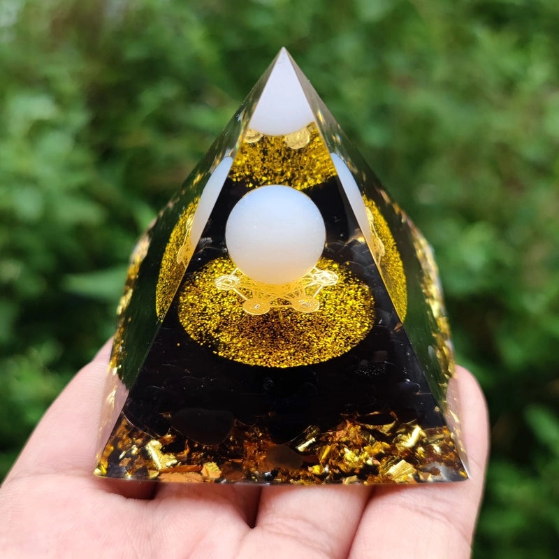 Pyramid Resin Crystal Ball with Decorative Pyramid Gravel | Home Decor & Accessories