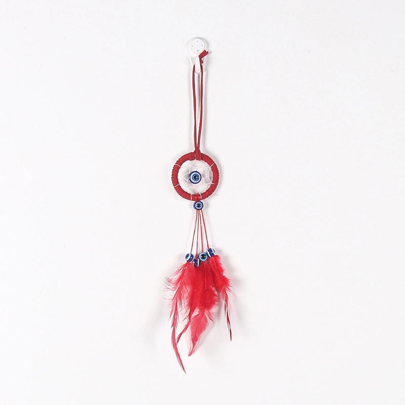 Bohemian Dream Catcher Keychain with Feather and Evil Eye Charm|Accessories & Keychains