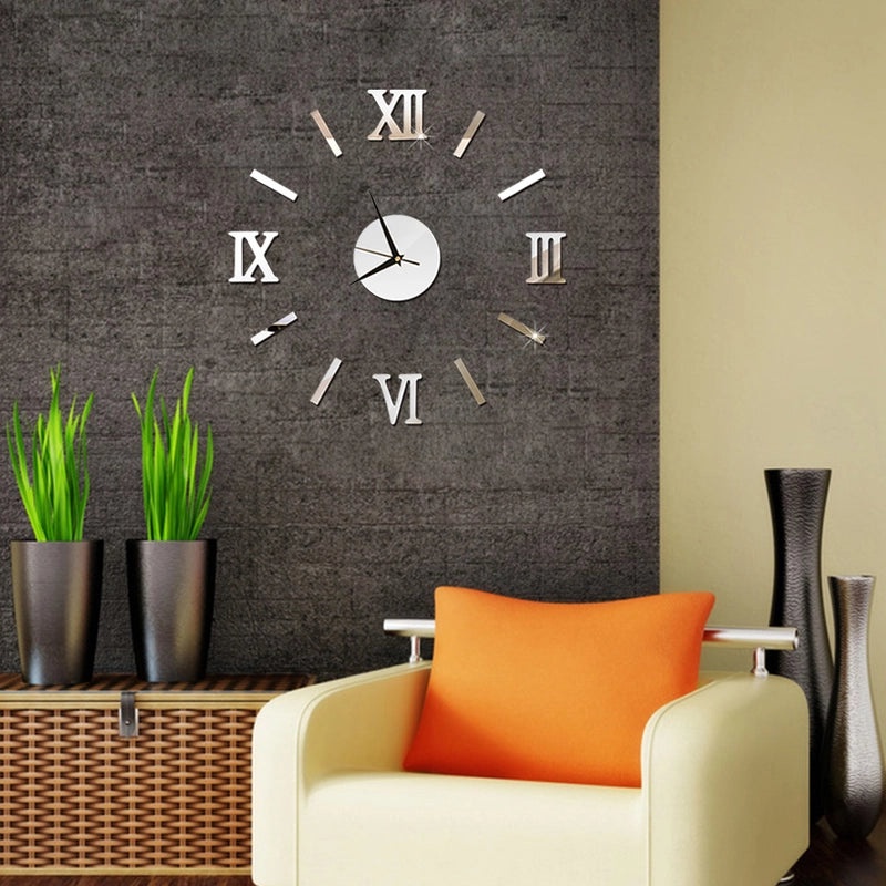 Explosive Roman Numeral Mirror Wall Clock Stickers DIY 3D Wall Clock Decor|Home Decor & Wall Clocks