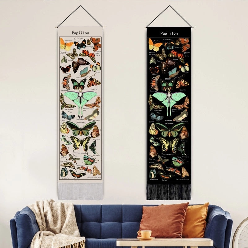 Nordic Butterfly Landscape Tapestry Wall Hanging Cotton Linen Blend Decorative Art|Home Decor Wall Art