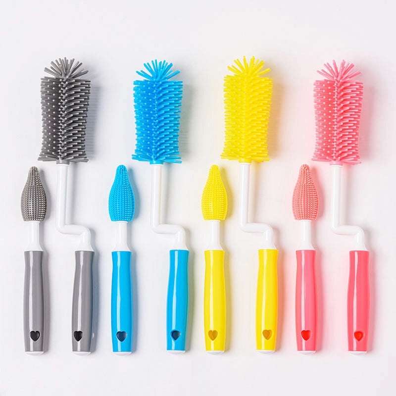 Silicone Baby Bottle Brush Set with Nipple and Straw Cleaners | Baby Feeding Accessories