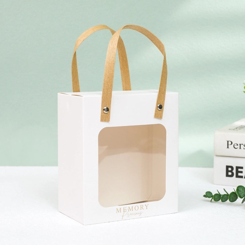 Transparent Window Paper Handbag Birthday Gift Festival Flower Doll Card Bag | Gift Bags & Packaging