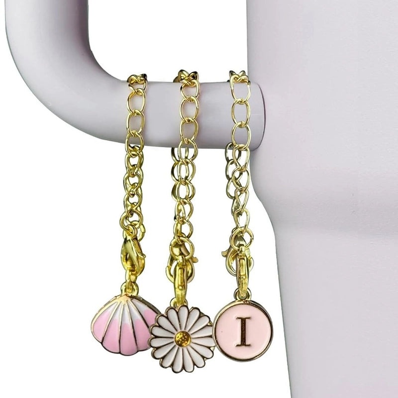 Stylish Letter Flower Shell Metal Keychain Pendant | Accessories & Keychains