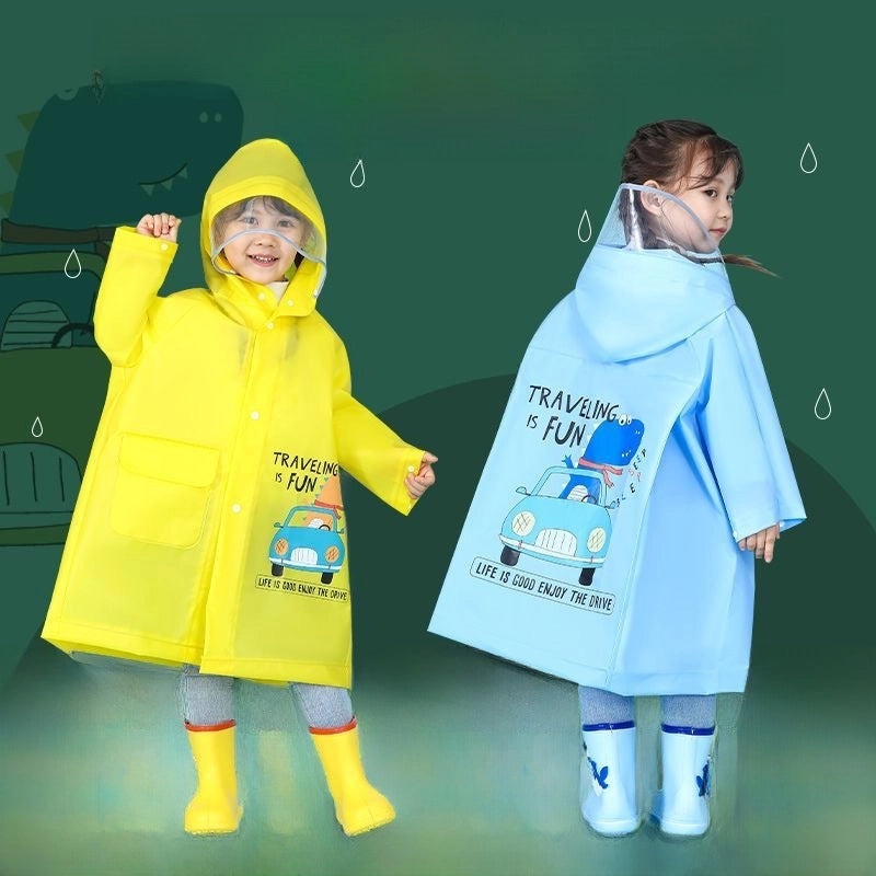 Kids Waterproof Dinosaur Poncho Raincoat, Boys School Bag Compatible, Primary School Baby Rain Jacket|Kids Rainwear