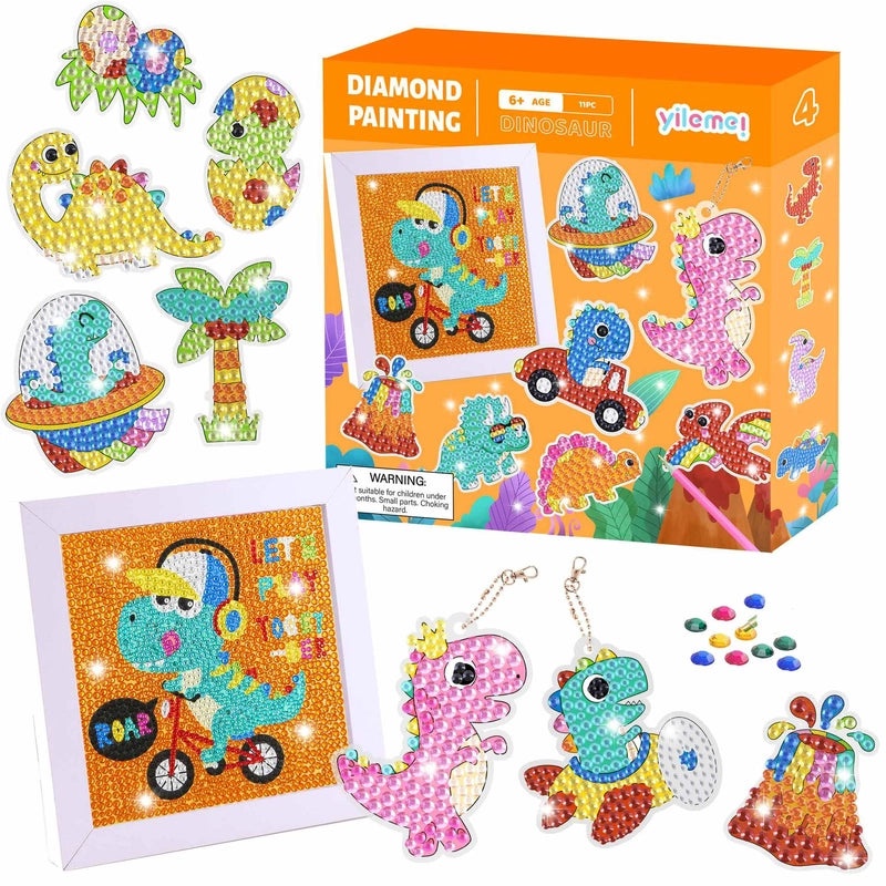 DIY 5D Diamond Painting Kit for Kids with Random Stickers and Masonry Style Keychain Set|儿童手工DIY饰品