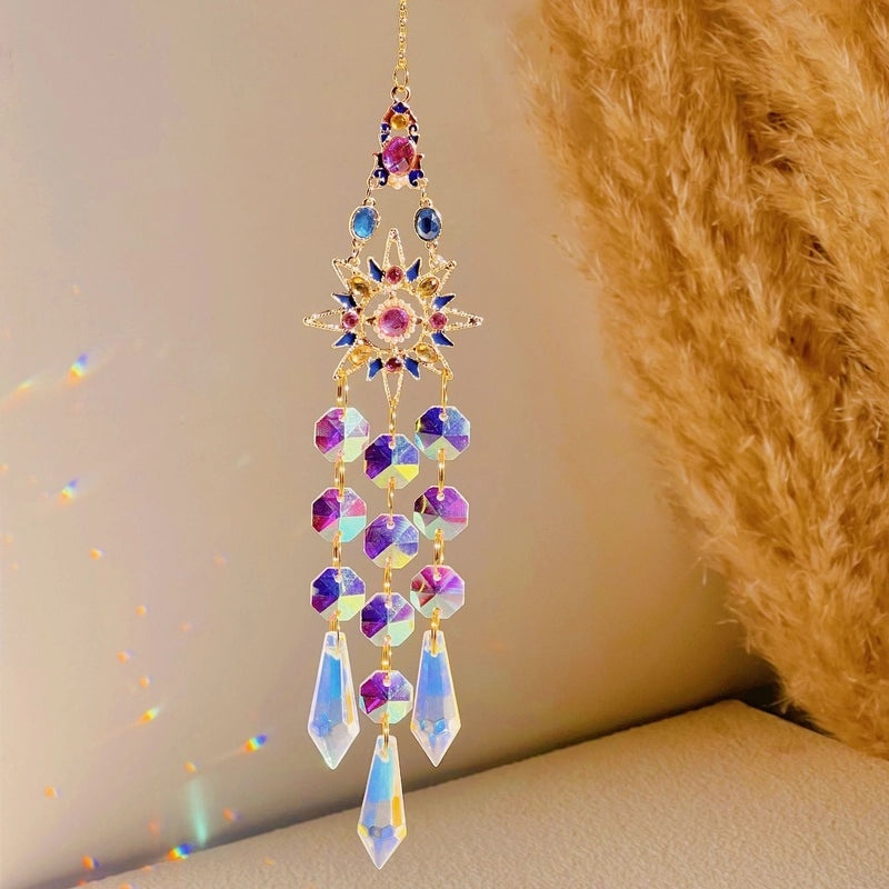 Shiny Sun and Moon Crystal Alloy Copper Suncatcher Wind Chime for Wall Decor|Home Decor & Wall Art