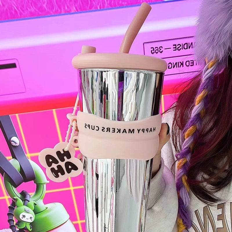 Stylish High Borosilicate Glass Water Bottle with Letter Design | Drinkware & Bottles