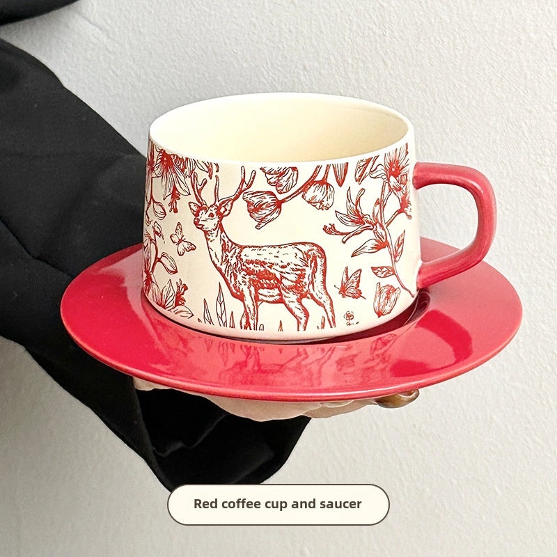 Vintage Ceramic Coffee Cup and Saucer Set | Home & Kitchen Drinking Cups