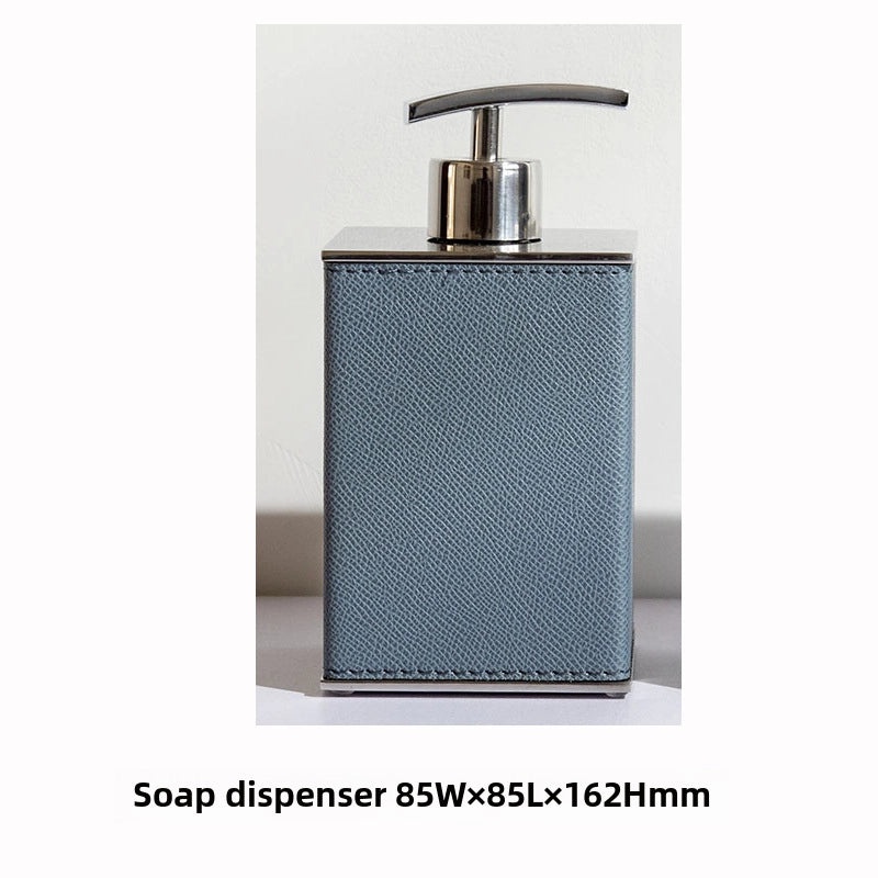 Modern European Soft Stainless Steel Leather Bathroom Set Soap Dispenser Toothbrush Holder 4-Piece Home Decor|Bathroom Accessories