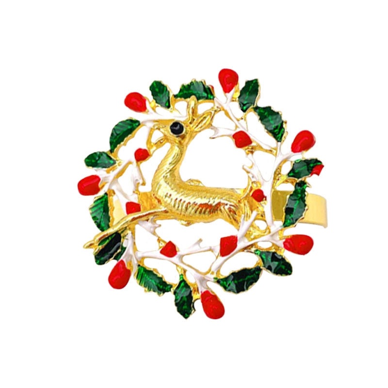 Christmas Cartoon Santa Claus Alloy Napkin Ring Casual Elegant Holiday Table Decor | Holiday Tableware
