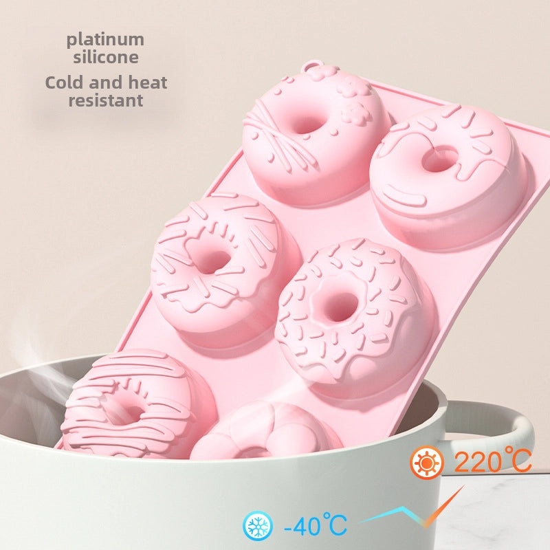 5 Pcs Silicone Donut Mold 6-Hole DIY Baking Chocolate Biscuit Mold High Temp Resistant Food Grade | Kitchen & Baking Tools