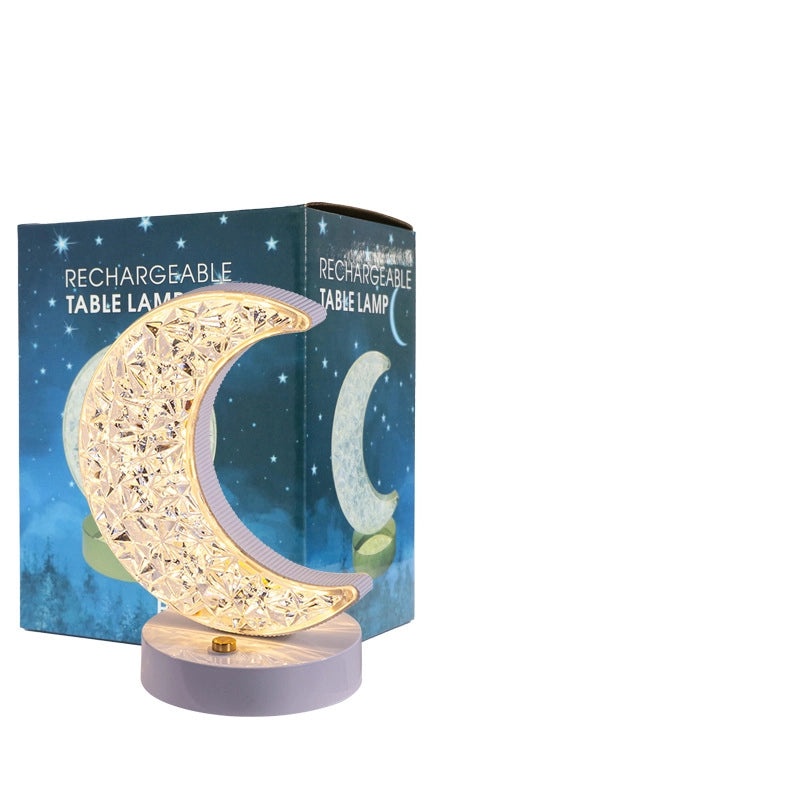 LED Stars and Moon Table Lamp Touch Rechargeable Bedside Night Light Small Modern Bedroom Decor|Home Lighting
