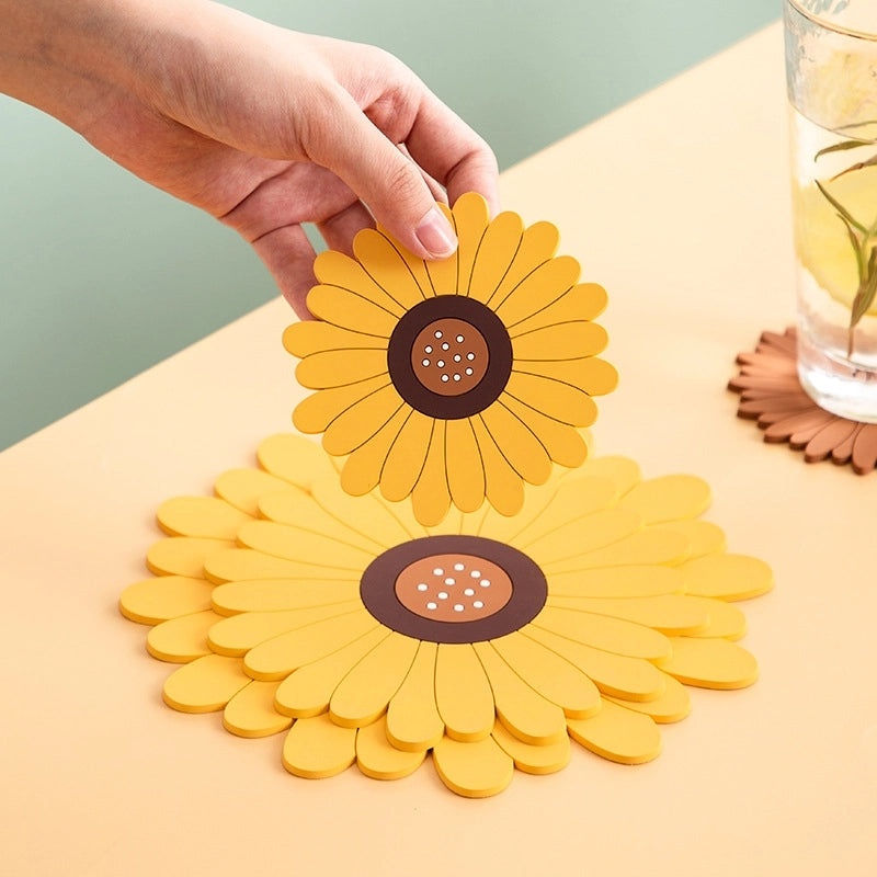 Sunflower Sakura Pizza Design PVC Placemat Durable Decorative Table Mat|Home & Kitchen Tableware