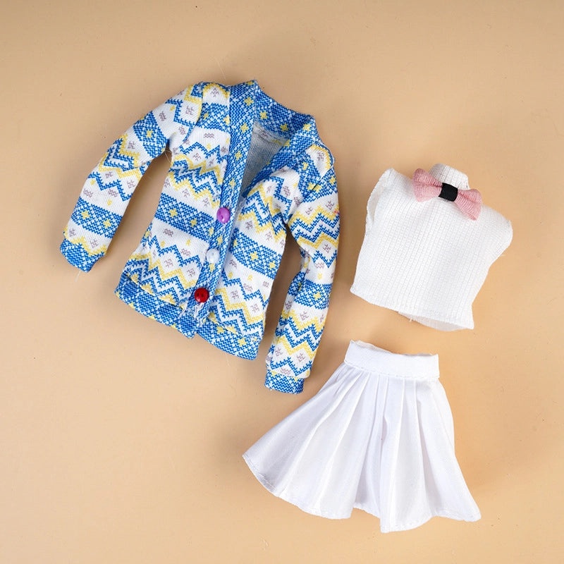 Winter Plush Vest Jacket and Skirt Set for 30CM 11 Inch Baby Doll | Doll Clothing