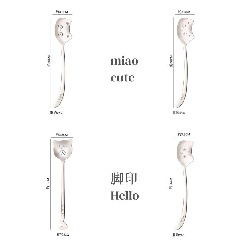 Adorable Cat Design 304 Stainless Steel Spoon Single Piece|Kitchen Utensils