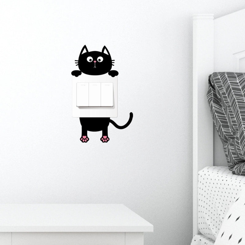 Adorable Cat PVC Wall Switch Sticker Decorative Wall Art|Home Decor Accessories