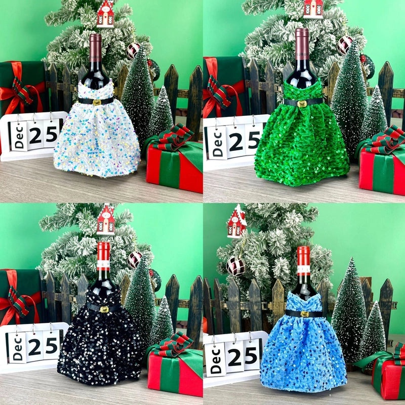 Christmas Minimalist Solid Color Dress Bottle Covers for Party Tableware|Home & Party Supplies