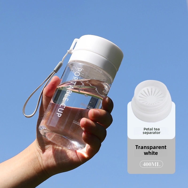 Large-capacity Outdoor Sports Water Bottle with Frosted Plastic Portable Rope Customizable Tea Drain Cup|运动水壶