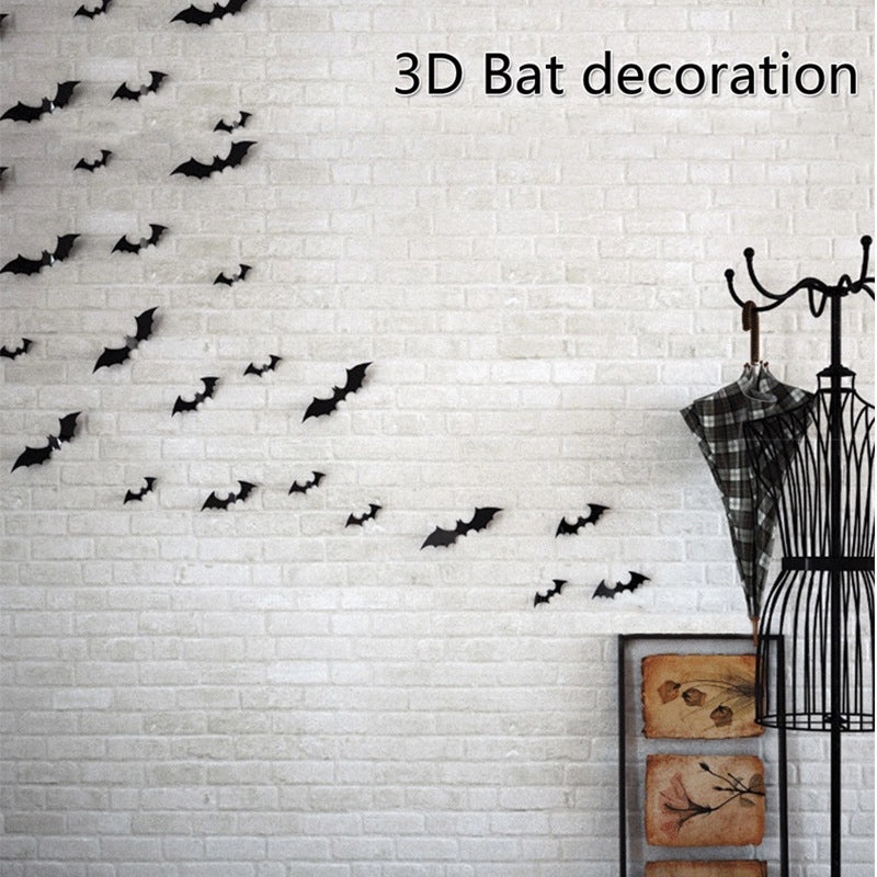 3D Halloween Bat Wall Decals Self-Adhesive PVC Stickers Spooky Home Party Decor|Halloween Decorations
