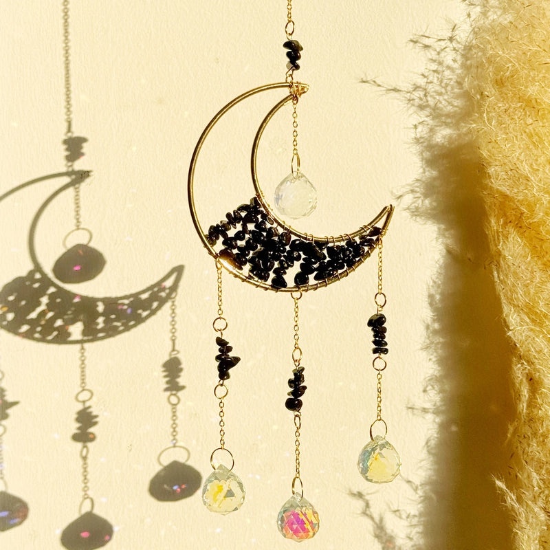 Elegant Pastoral Moon Pendant with Artificial Crystals | Jewelry & Accessories