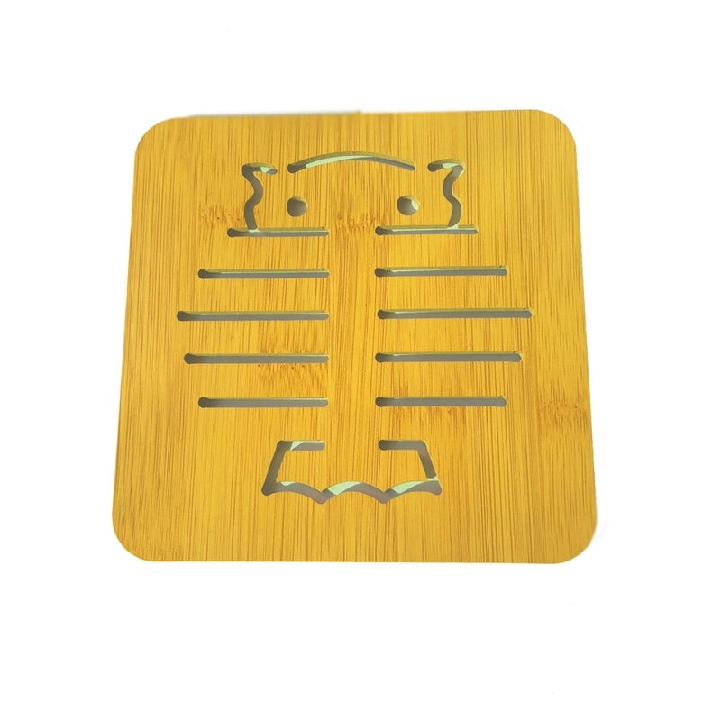 Cartoon Wooden Heat-Resistant Dining Table Mat Non-Slip Pot Holder Creative Cute Tea Coaster Cushion|Kitchen & Dining Accessories