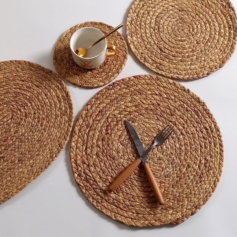Vintage Solid Color Gourd-Shaped Grass Placemat|Home Decor Table Linens