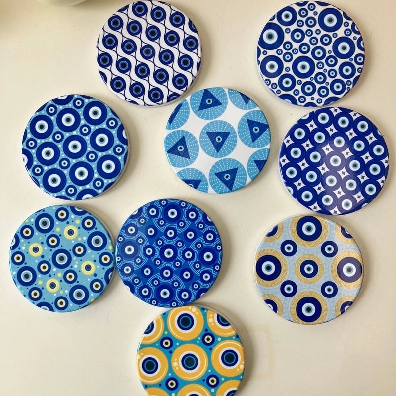 Round Angel Eyes Ceramic Refrigerator Magnet | Home Decor - Magnetic Stickers