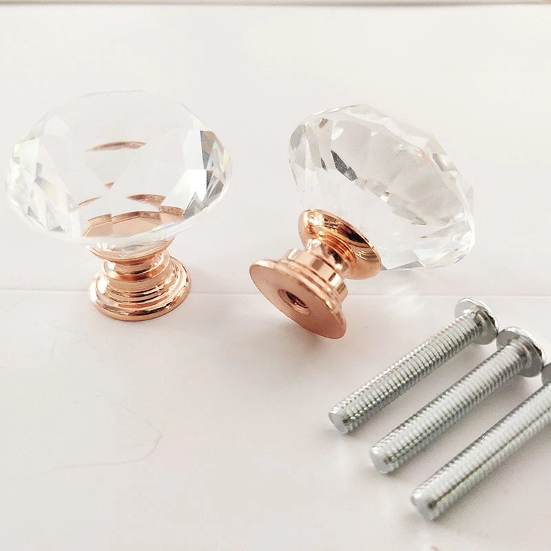 Transparent Crystal Diamond Single Hole Drawer Handle Small Cabinet Furniture Hardware|Cabinet Handles