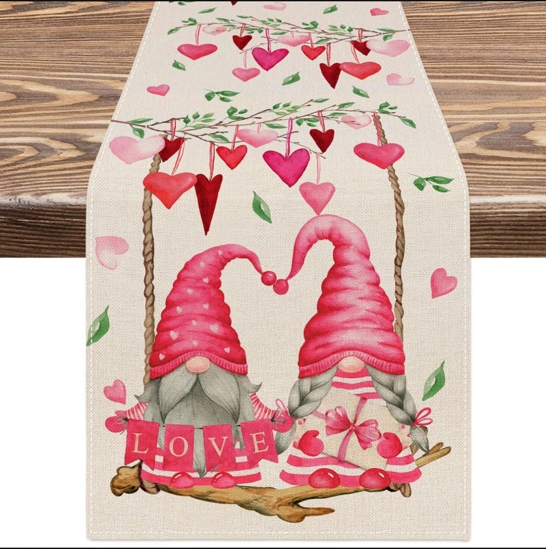 Valentine's Day Elegant Minimalist Heart Letter Polyester Tablecloth | Home Decor