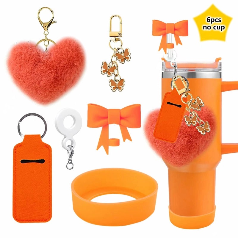 Red Heart Butterfly Bow Knot Silicone Straw Caps, 6-Pack | Drinkware Accessories