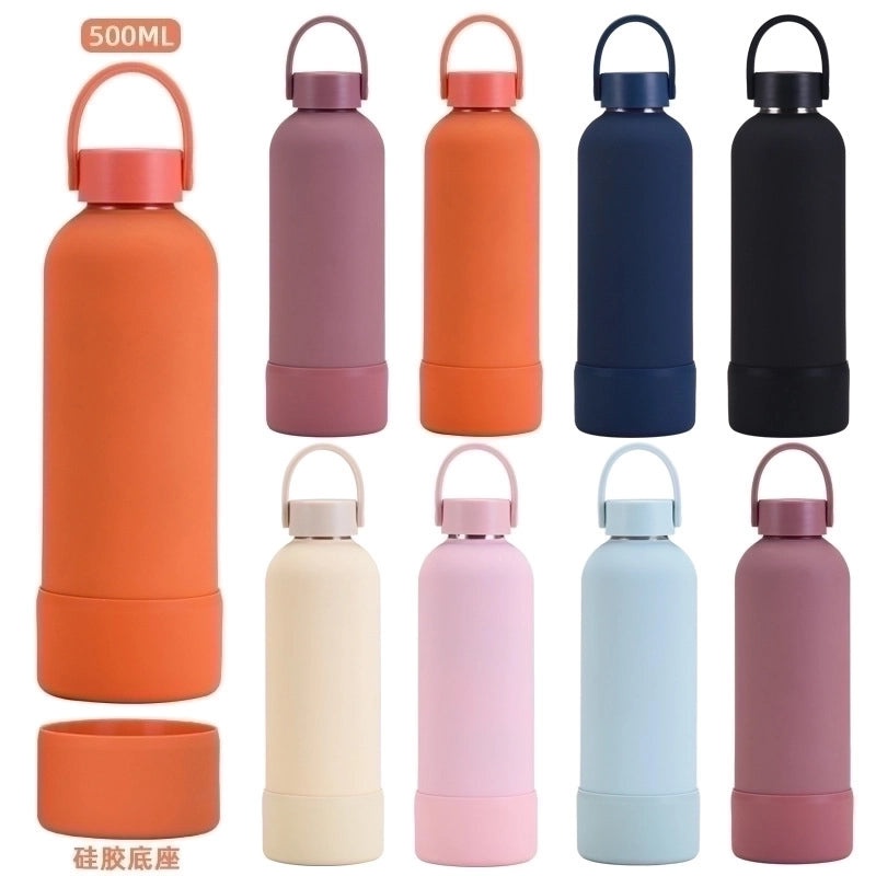 Stylish Solid Color Stainless Steel Water Bottle with Silicone Sleeve 1 Piece|Drinkware & Bottles