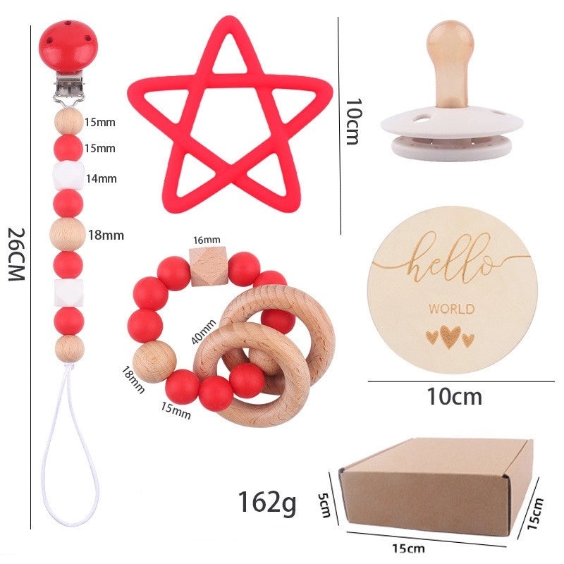 Adorable Pentagram Beech Wood Silicone Baby Teething Toy | Baby Teething Accessories