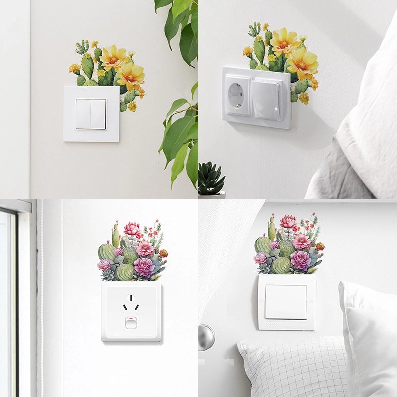 Romantic Tropical Flower Cactus Wall Stickers for Kids Room Decoration|Home Decor