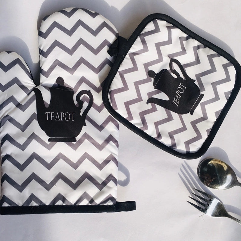 耐热加厚厨房手套防烫耐高温烘焙微波炉用隔热手套套装|厨房用品