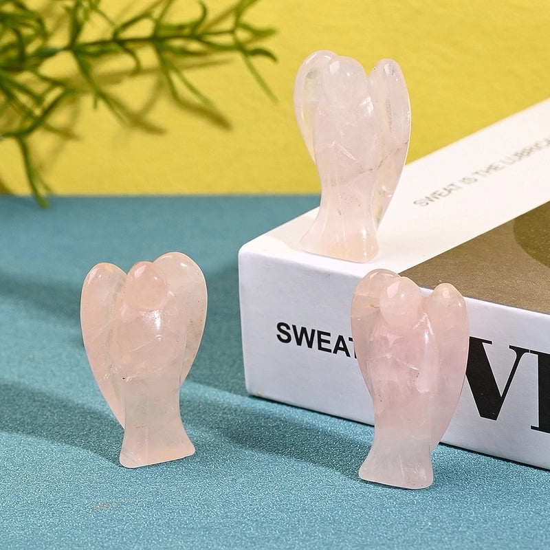 Handcrafted Natural Stone Angel Indoor Decor Minimalist Ornament Black Red White