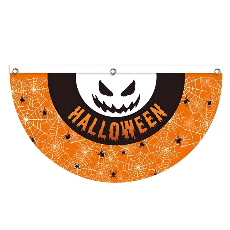 Halloween Pumpkin Skull Party Flag Polyester Funny Decorative Banner|Home & Garden > Seasonal Decorations > Halloween Decorations