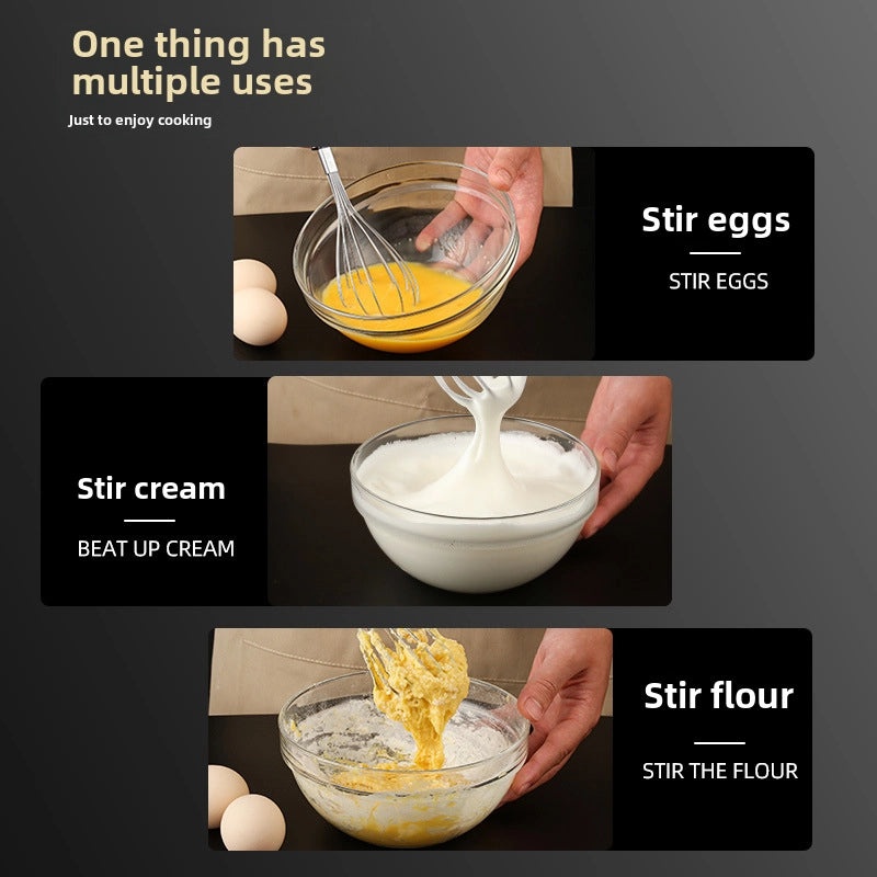 304 Stainless Steel Manual Egg Beater Whisk Thickened Mixing Rod for Noodles and Baking|Kitchen Utensils & Baking Tools