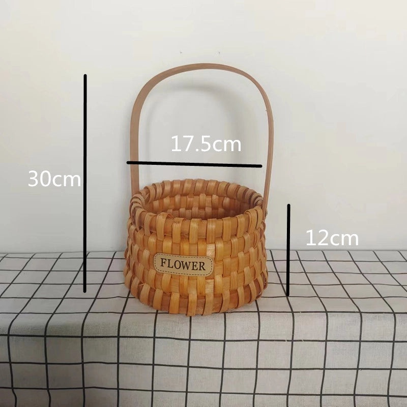 Rustic Wooden Storage Basket with Bow Knot Accent | Home Storage & Organization