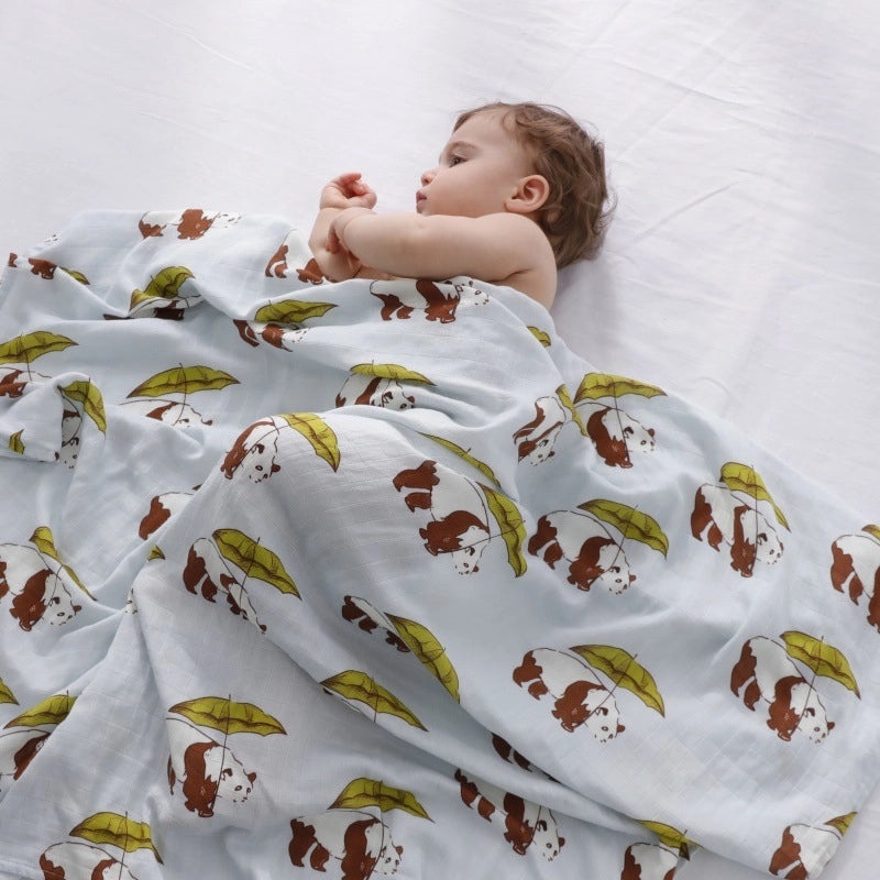 Antibacterial Bamboo Cotton Baby Swaddle Blanket and Bath Towel Set for Newborns Summer Soft Gauze Wrap|Baby Care & Accessories