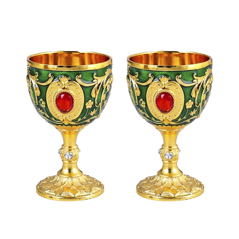 Golden Goblet Wine Glass Set Small Cup for Tea Water Holy Water Decorative Drinkware|Kitchen & Dining