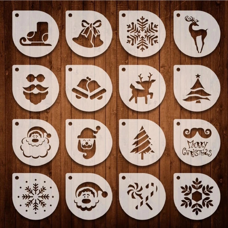 Christmas Santa Claus Snowflake Coffee Art Mold Set | Kitchen & Dining Accessories