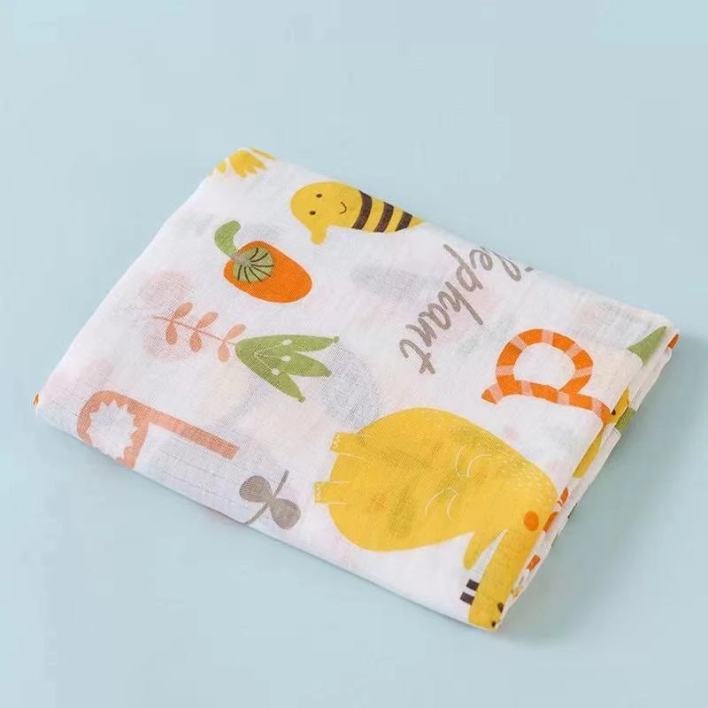 Double-layer Cotton Gauze Baby Swaddle Blanket Printed Bath Towel Sunshade Cart Cover|Baby Care Accessories