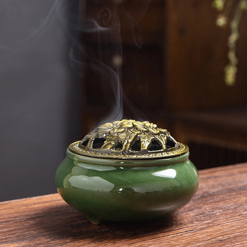 Ceramic Incense Burner Aromatherapy Plate Small Tower Temple Kiln Holder Home Decor|Home Decor & Aromatherapy Accessories