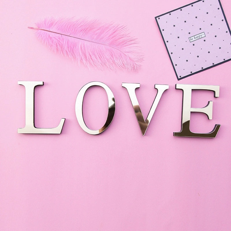 Golden Acrylic Mirror Letters Wall Decal EVA Foam Art Creative Home Decor | Home Decor & Wall Stickers