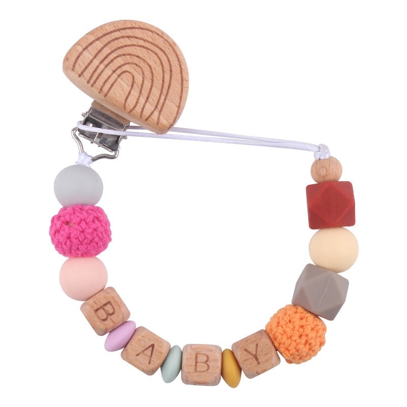 Adorable Letter Beech Wood Silicone Baby Accessories | Baby Teethers & Pacifier Clips
